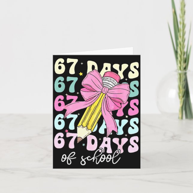 67 Days Of School Girls Coquette Bow 67th Day Of S Kort (Framsida)
