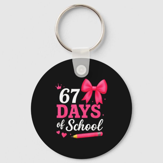 67 Days Of School Girls Coquette Bow 67th Day Of S Nyckelring (Framsida)