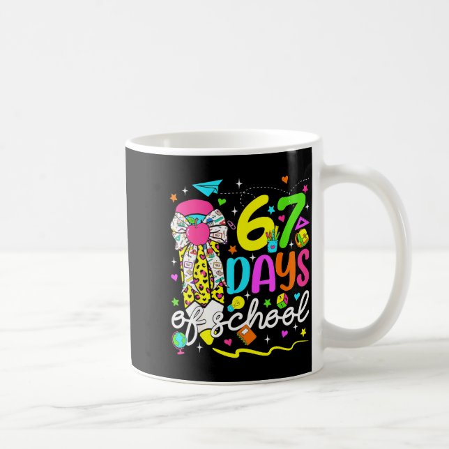 67 Days Of School Girls Coquette Bow Pencil 67 Day Kaffemugg (Höger)