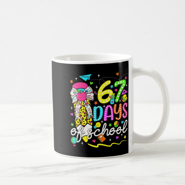 67 Days Of School Girls Coquette Bow Pencil 67 Day Kaffemugg (Höger)
