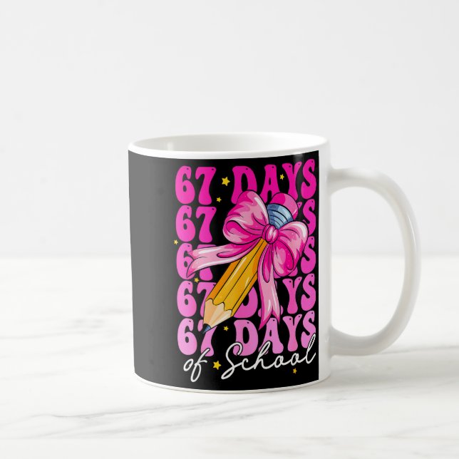 67 Days Of School Girls Coquette Bow Pencil Teache Kaffemugg (Höger)