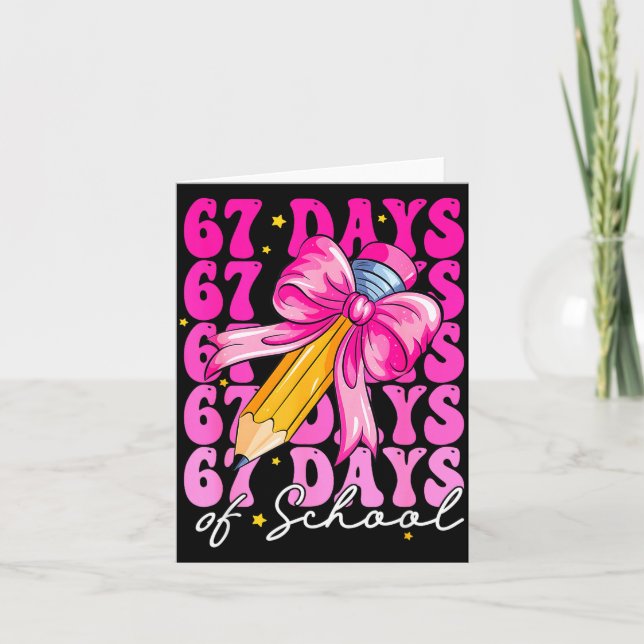 67 Days Of School Girls Coquette Bow Pencil Teache Kort (Framsida)