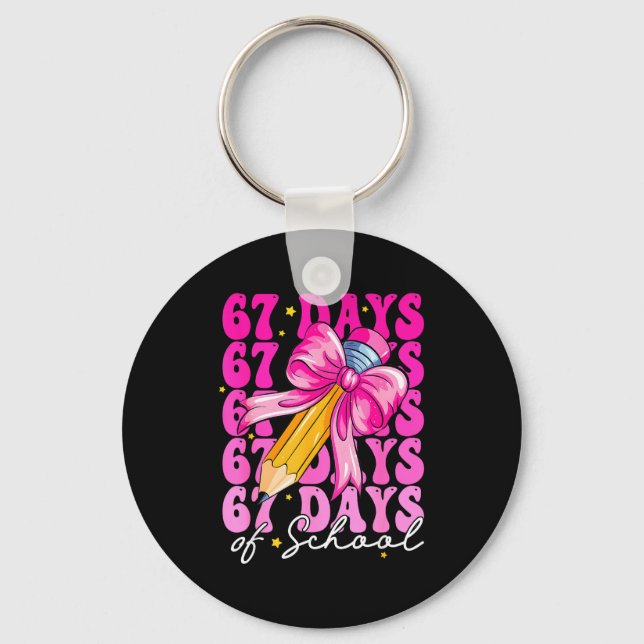 67 Days Of School Girls Coquette Bow Pencil Teache Nyckelring (Framsida)