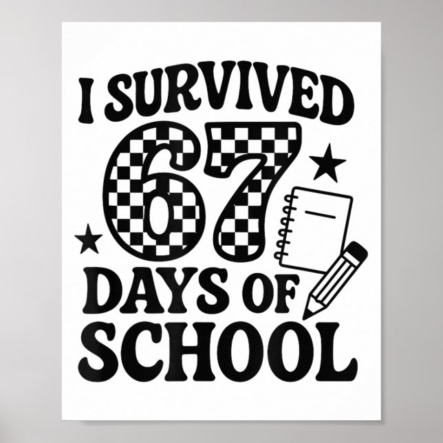 67 Days Of School Groovy Checkered  Poster (Framsidan)