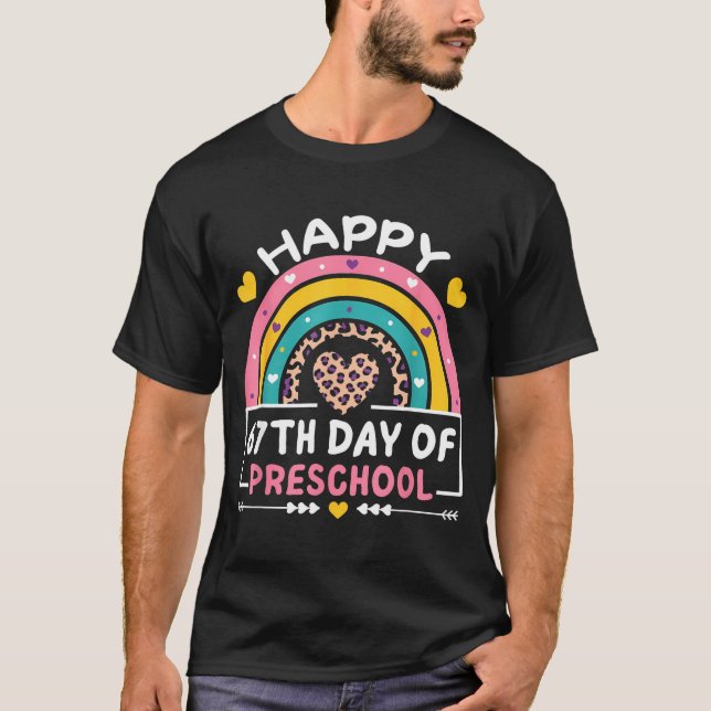 67 Days Of School Happy 67th Day Of Preschool Teac T Shirt (Framsida)