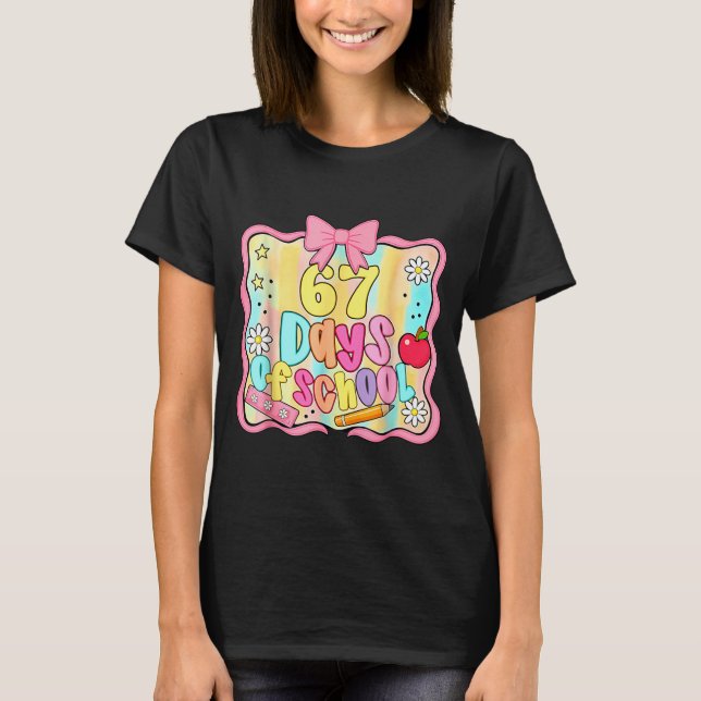 67 Days Of School Preppy 67th Day Of School Teache T Shirt (Framsida)