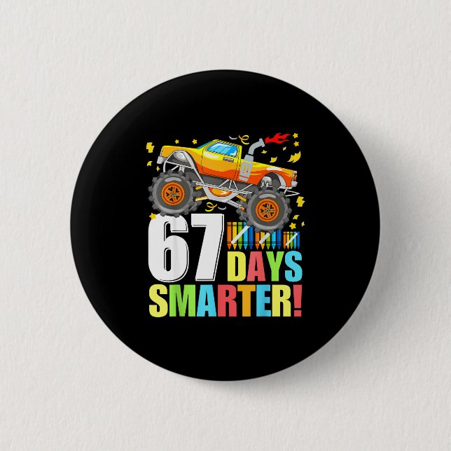 67 Days Of School Smarter Funny Six Seven Monster  Knapp (Framsida)