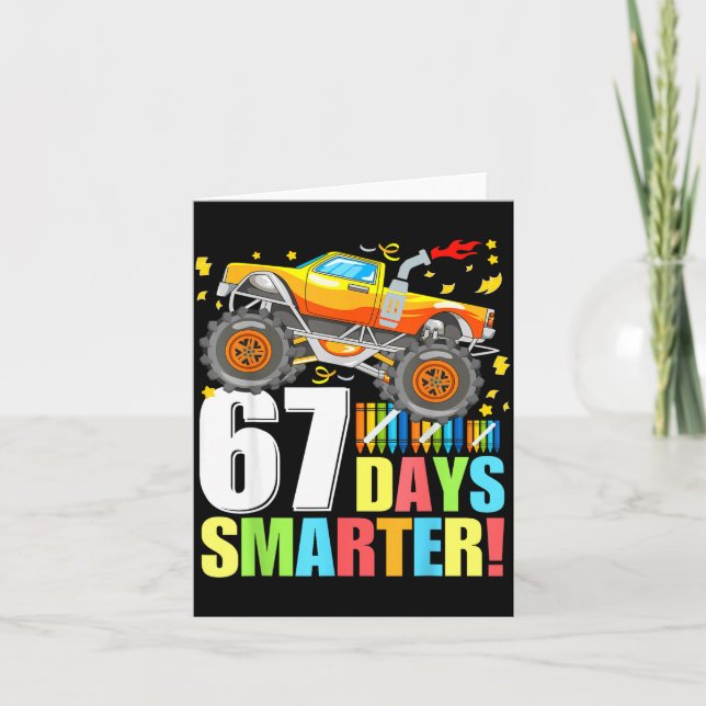 67 Days Of School Smarter Funny Six Seven Monster  Kort (Framsida)