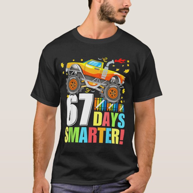 67 Days Of School Smarter Funny Six Seven Monster  T Shirt (Framsida)