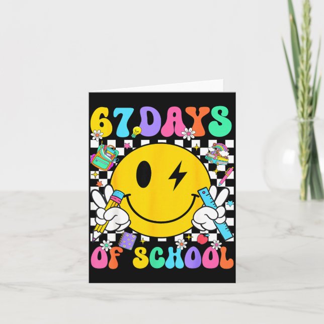 67 Days Of School Smile Face 67 Days Smarter Teach Kort (Framsida)