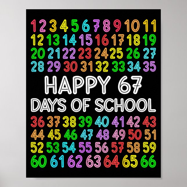 67 Days Of School Teacher Kids Boy 67 Math Numbers Poster (Framsidan)