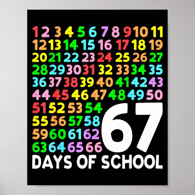 67 Days Of School Teacher Kids Boy 67 Math Numbers Poster (Framsidan)