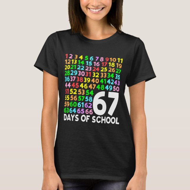 67 Days Of School Teacher Kids Boy 67 Math Numbers T Shirt (Framsida)