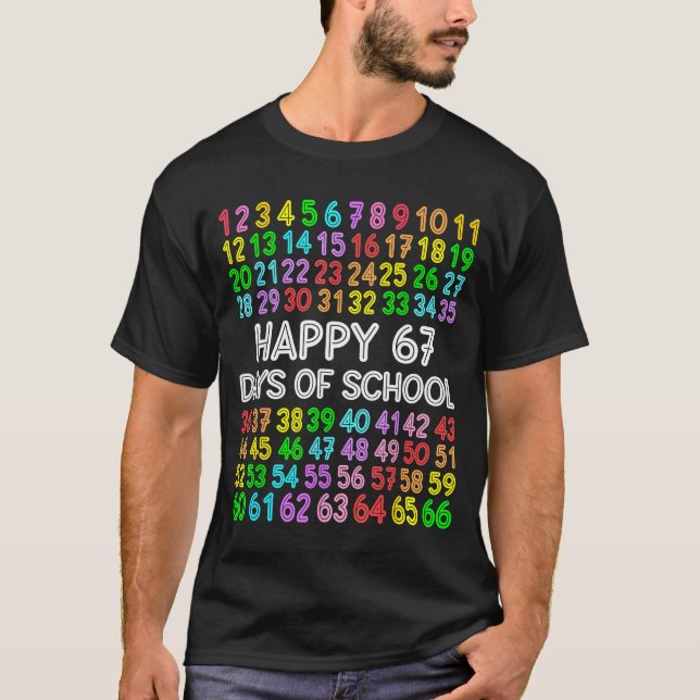 67 Days Of School Teacher Kids Boy 67 Math Numbers T Shirt (Framsida)