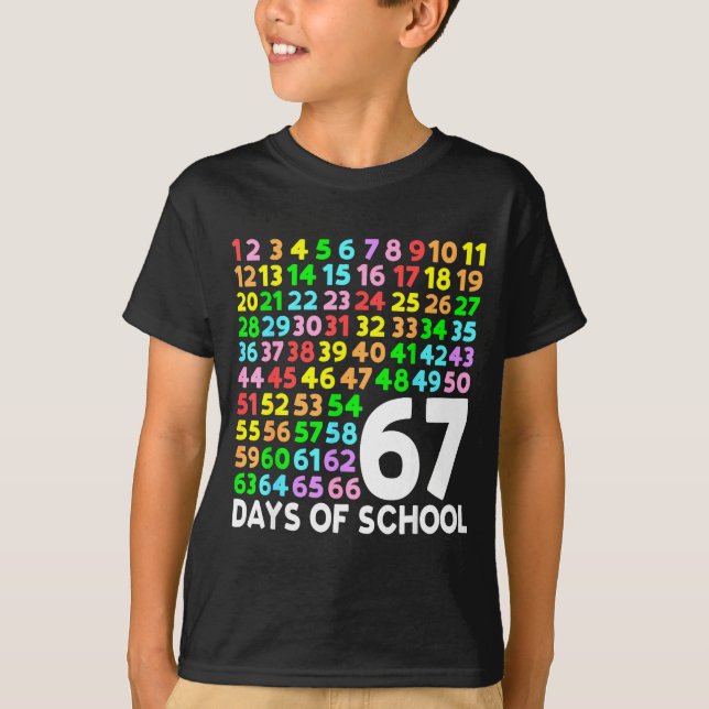 67 Days Of School Teacher Kids Boy 67 Math Numbers T Shirt (Framsida)