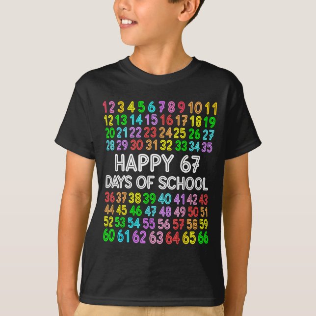 67 Days Of School Teacher Kids Boy 67 Math Numbers T Shirt (Framsida)