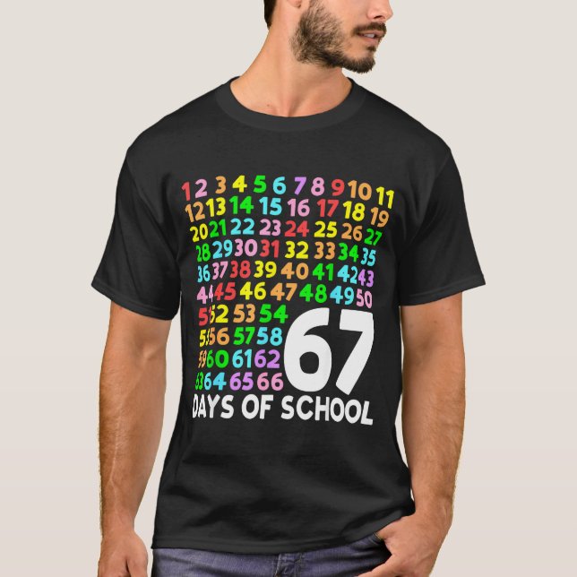 67 Days Of School Teacher Kids Boy 67 Math Numbers T Shirt (Framsida)