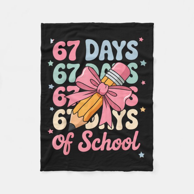 67 Days Of School Teacher Shirt Cute Preppy Cow Gi Fleecefilt (Framsidan)