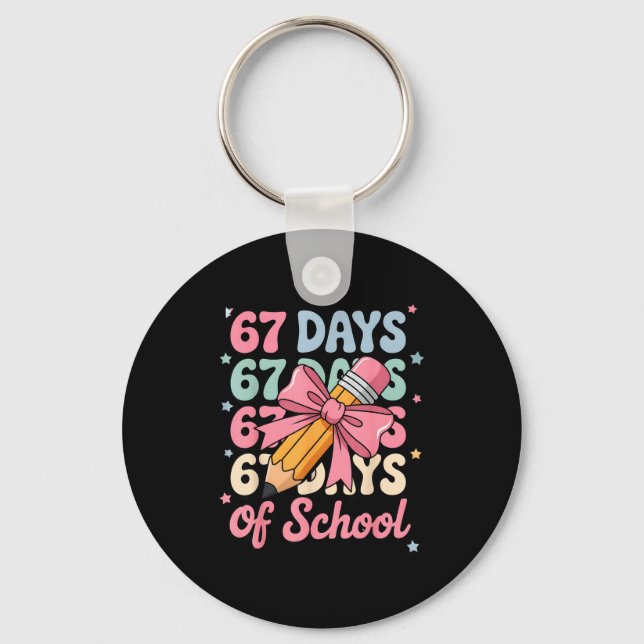 67 Days Of School Teacher Shirt Cute Preppy Cow Gi Nyckelring (Framsida)