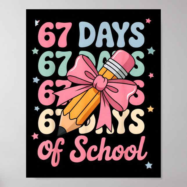67 Days Of School Teacher Shirt Cute Preppy Cow Gi Poster (Framsidan)