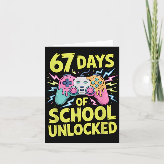 67 Days Of School Unlocked Gamer Gaming Boys Ice C Kort (Framsida)
