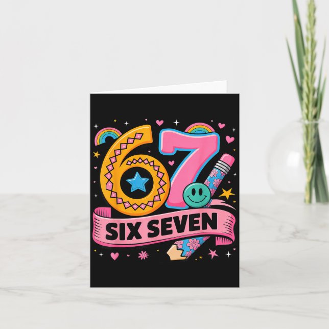 67 Days School 67 Six Seven Funny 67 Teachers Stud Kort (Framsida)