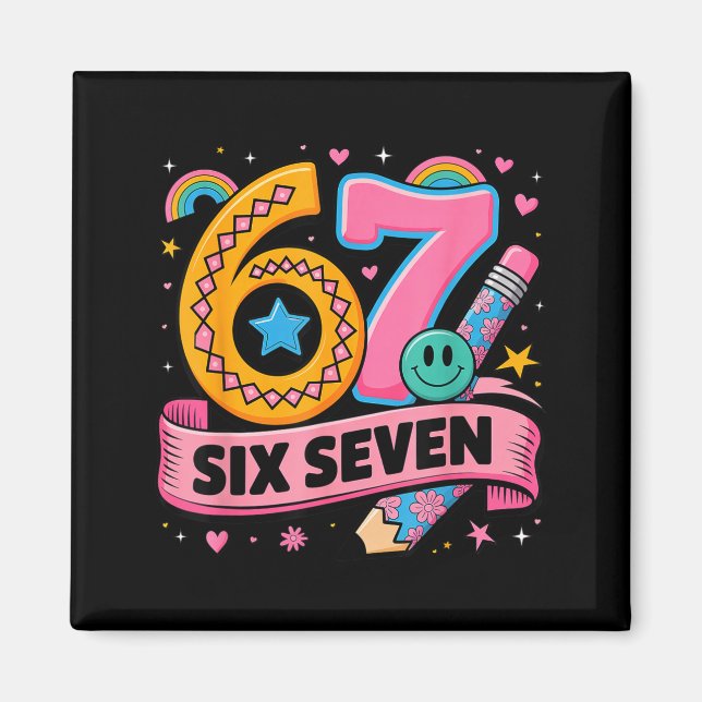 67 Days School 67 Six Seven Funny 67 Teachers Stud Magnet (Framsidan)