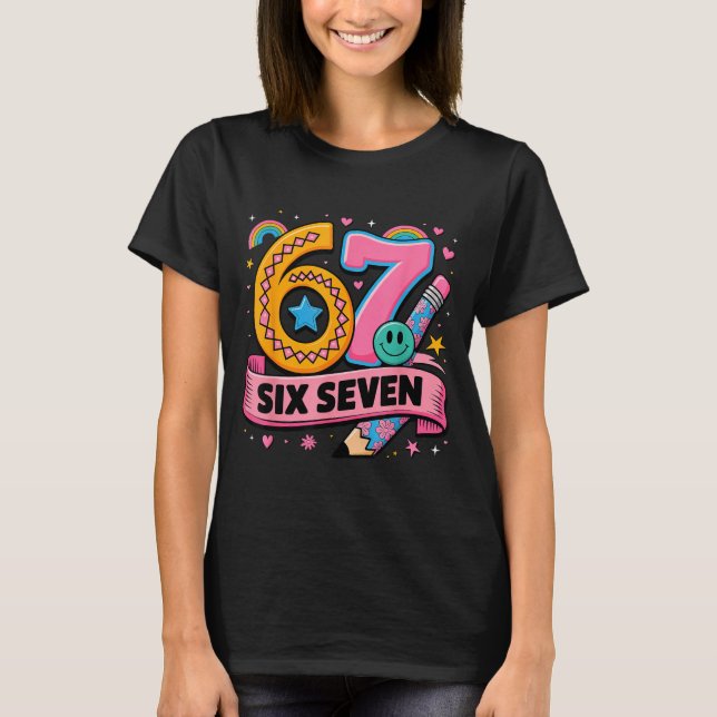 67 Days School 67 Six Seven Funny 67 Teachers Stud T Shirt (Framsida)