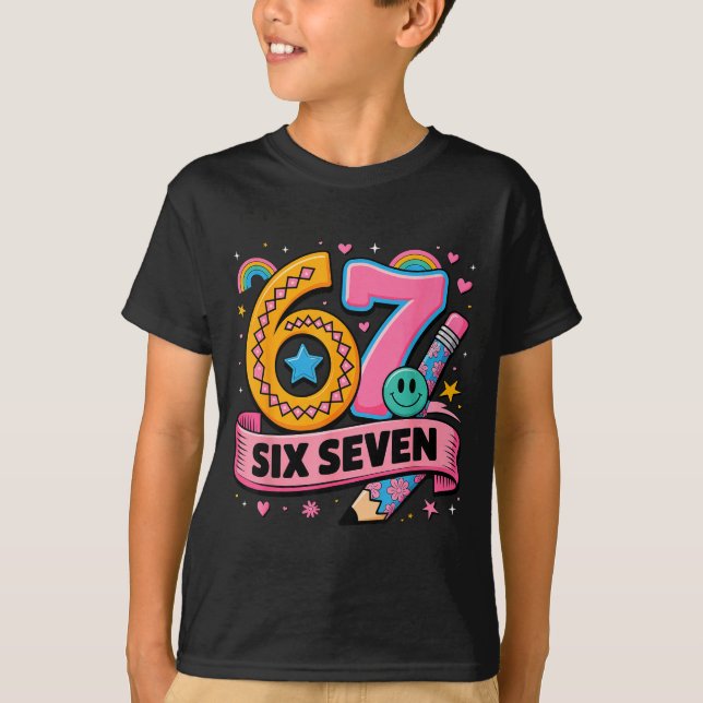 67 Days School 67 Six Seven Funny 67 Teachers Stud T Shirt (Framsida)
