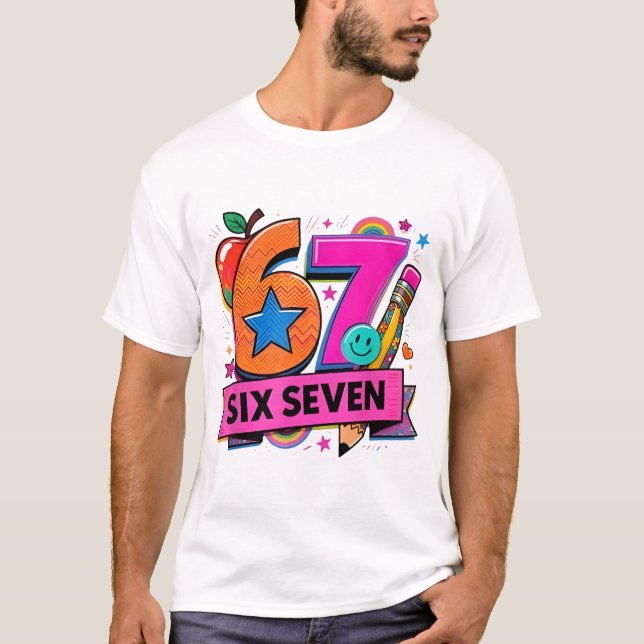 67 Days School 67 Six Seven Funny 67 Teachers Stud T Shirt (Framsida)