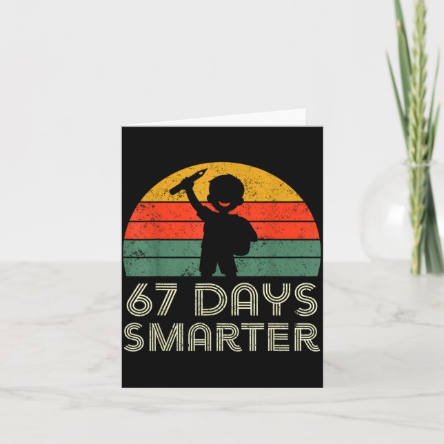 67 Days Smarter 67th Day Of School For Teacher Boy Kort (Framsida)