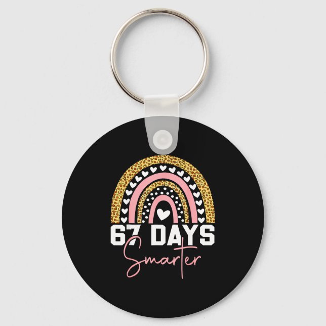 67 Days Smarter Days Of School Survived Rainbow Le Nyckelring (Framsida)