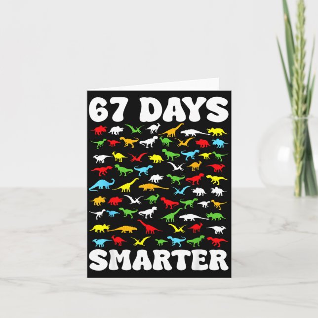 67 Days Smarter Dinosaur Kids 100 Days Of School 6 Kort (Framsida)