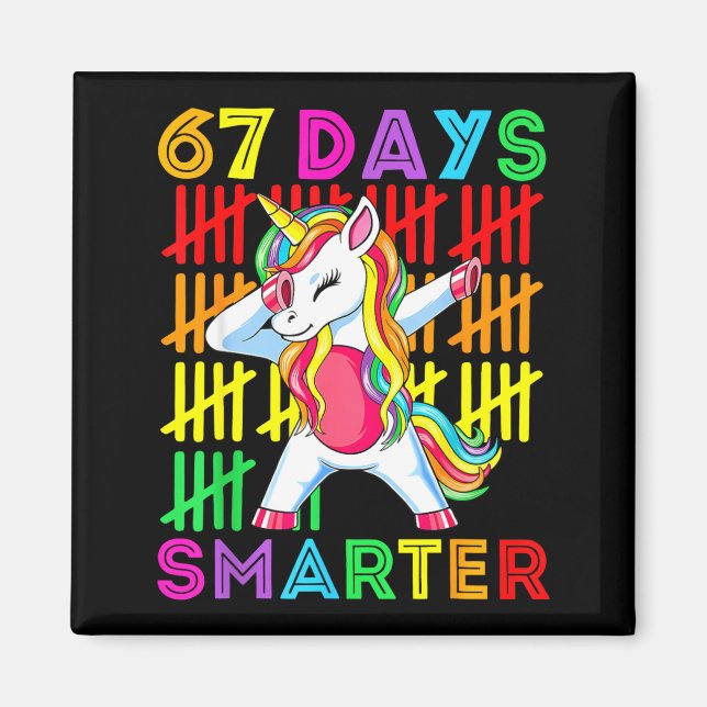 67 Days Smarter Kids Girls Unicorn 67th Day Of Sch Magnet (Framsidan)