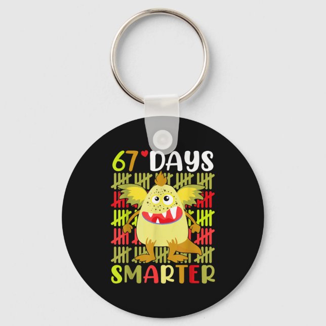 67 Days Smarter Little Monster 67th Day School Gir Nyckelring (Framsida)