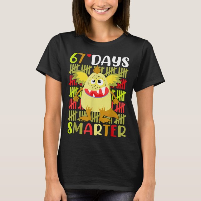 67 Days Smarter Little Monster 67th Day School Gir T Shirt (Framsida)