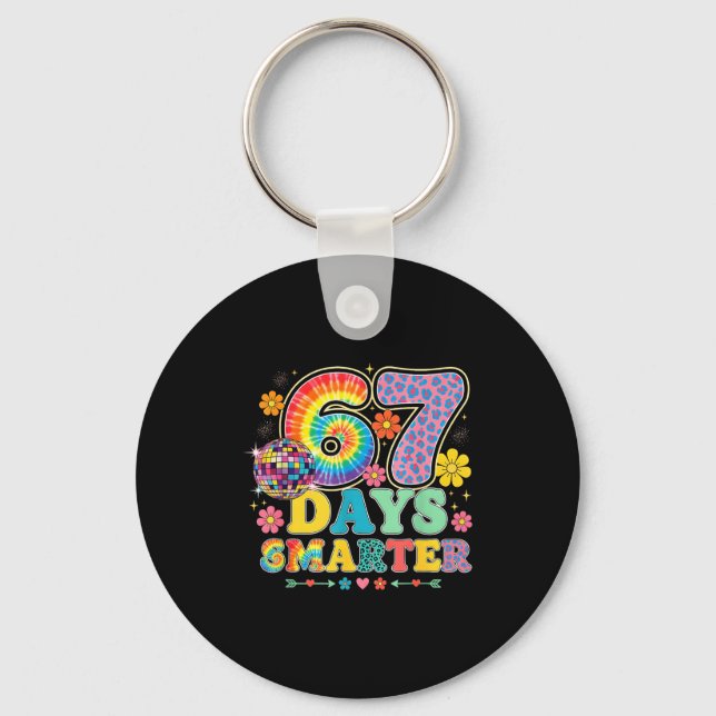 67 Days Smarter Tie Dye Girls Student Teacher 67 M Nyckelring (Framsida)