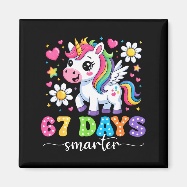 67 Days Smarter Unicorn Girl Kid Teacher 67th Day  Magnet (Framsidan)