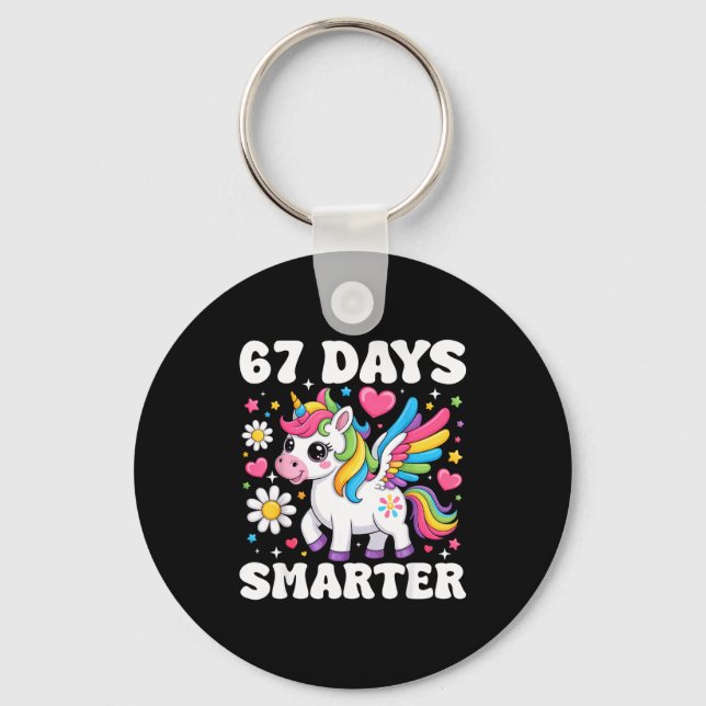67 Days Smarter Unicorn Girl Kid Teacher 67th Day  Nyckelring (Framsida)