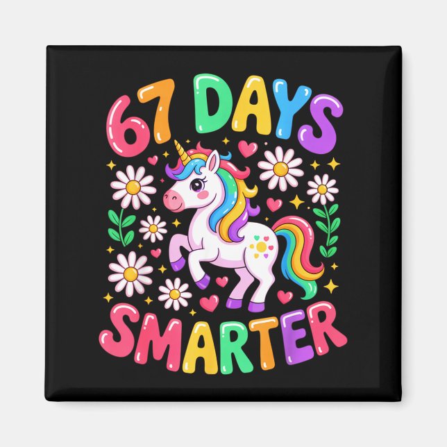 67 Days Smarter Unicorn Rainbow 67th Day Of School Magnet (Framsidan)