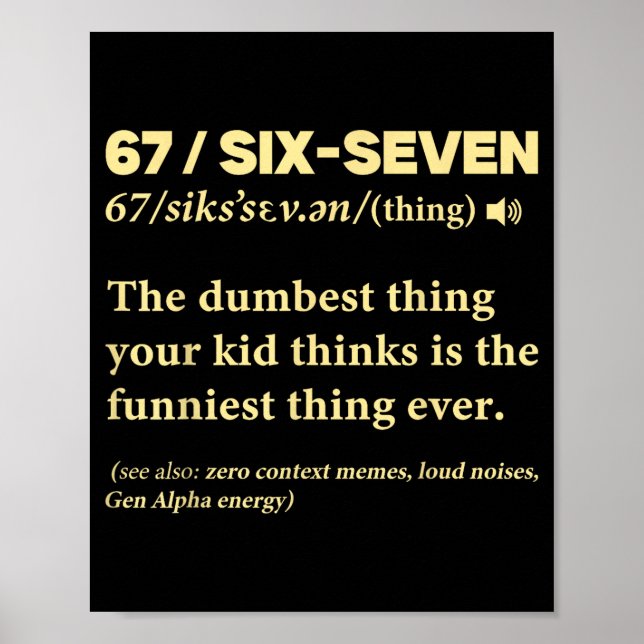 67 Definition Meaning Six Seven Funny Meme Teacher Poster (Framsidan)