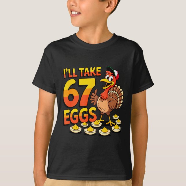 67 Deviled Eggs Lovers Thanksgiving Turkey 67 Funn T Shirt (Framsida)