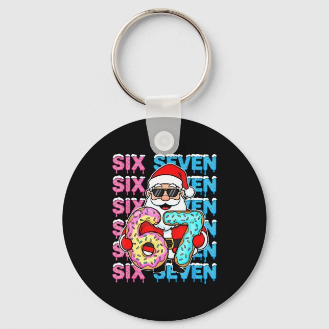 67 Donut Christmas Funny Six Seven Meme Santa Kids Nyckelring (Framsida)