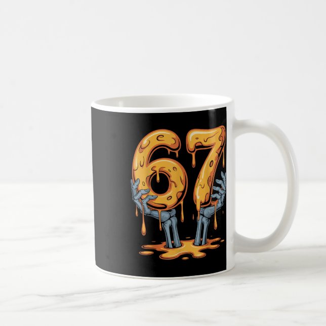 67 Drip Funny Skeleton Halloween 67 Meme Ice Cream Kaffemugg (Höger)