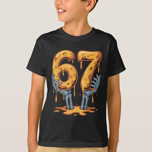 67 Drip Funny Skeleton Halloween 67 Meme Ice Cream T Shirt (Framsida)