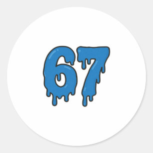 67 Drip Melt Six Seven Meme Alpha Gen Slang Rolig Runt Klistermärke