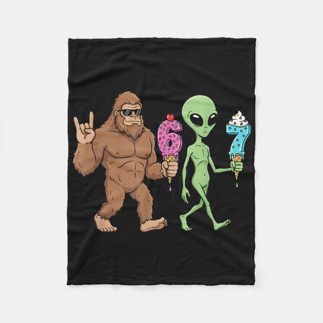 67 Drip Meme Rolig Six Seven Bigfoot Alien Sasquat Fleecefilt (Framsidan)