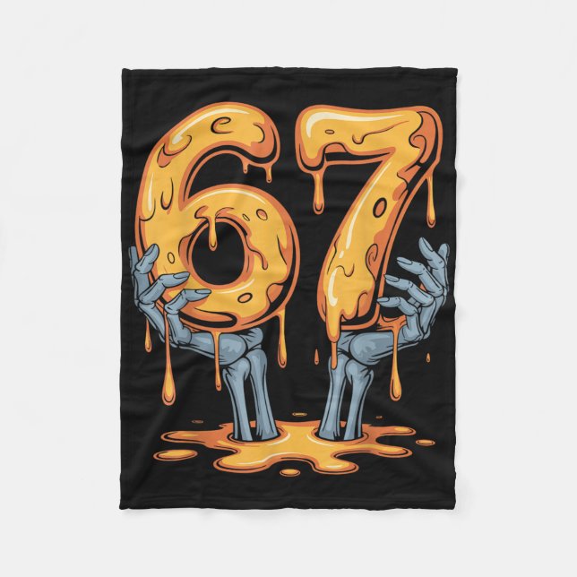 67 Drip Roligt Skelett Halloween 67 Meme Glass Fleecefilt (Framsidan)