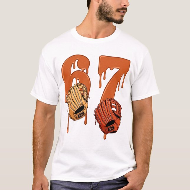 67 Dripping Ice Cream Number Baseball Glove Meme T Shirt (Framsida)