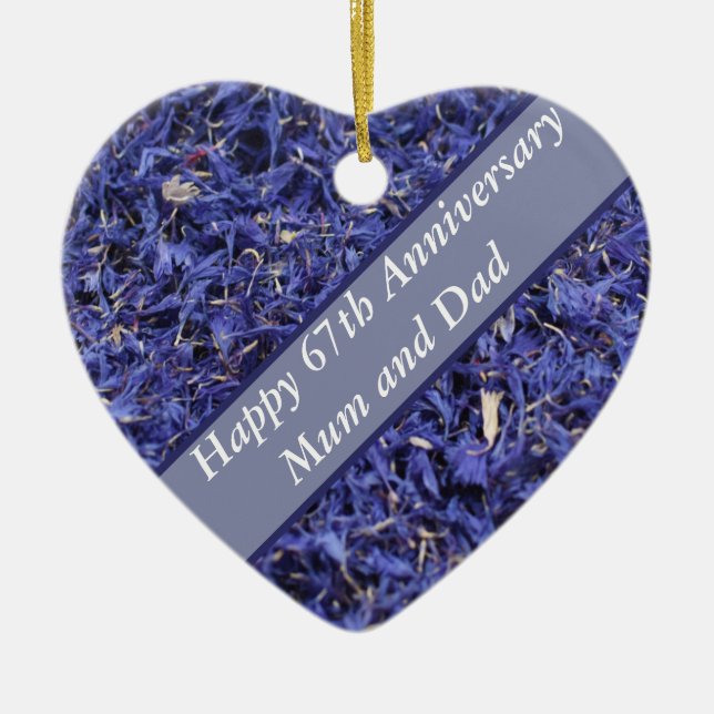 67:e årsdagen redigerbar julgransprydnad keramik (Framsidan)